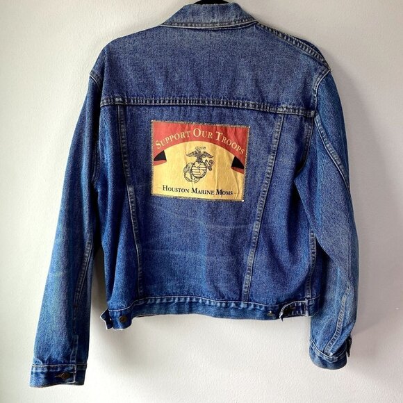 Vintage Windbreaker Support Our Troops Jean Jacket L - Picture 1 of 7